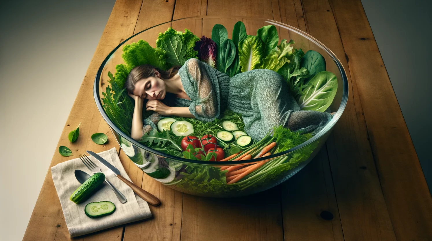 Sad Woman in Salad